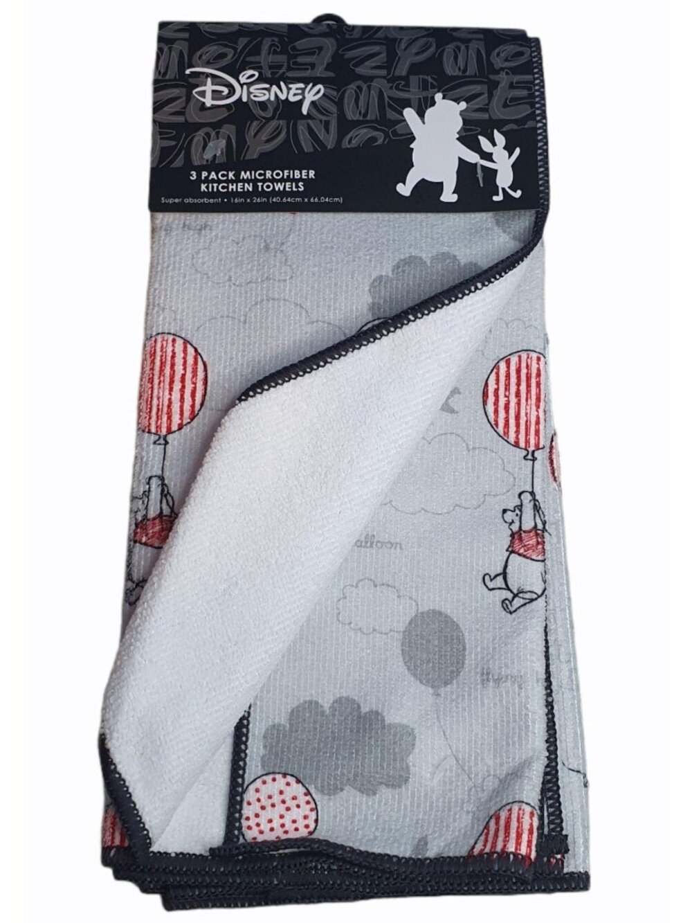 3 Winnie Pooh Kitchen Towels Disney Red Balloon Piglet Microfiber Absorbent